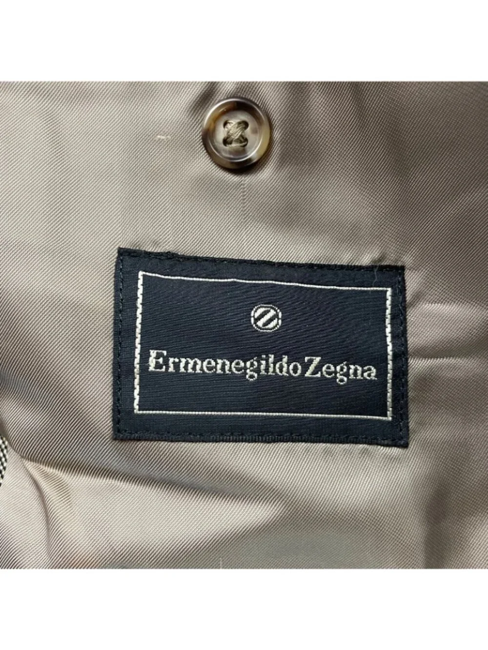 Ermenegildo Zegna Men's Silk/Wool 3-Button Blazer Beige Herringbone • 46R US